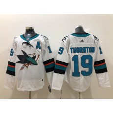 San Jose Sharks #19 Joe Thornton White Adidas NHL Men Jersey