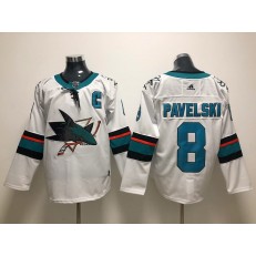 San Jose Sharks #8 Joe Pavelski White Adidas NHL Men Jersey