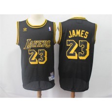 Los Angeles Lakers #23 Lebron James Black Hardwood Classics Jersey