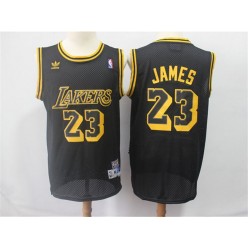 Los Angeles Lakers #23 Lebron James Black Hardwood Classics Jersey