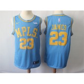 Los Angeles Lakers #23 Lebron James Light Blue Nike Swingman Jersey