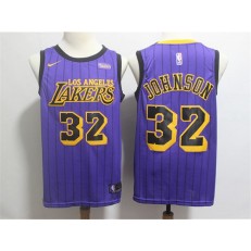 Los Angeles Lakers #32 Magic Johnson Purple 2019 City Edition Nike Swingman Jersey