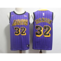 Los Angeles Lakers #32 Magic Johnson Purple 2019 City Edition Nike Swingman Jersey