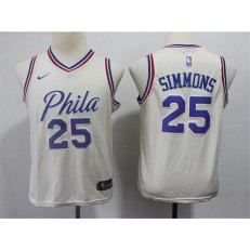Philadelphia 76ers #25 Ben Simmons Cream Youth City Edition Nike Swingman Jersey