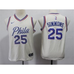 Philadelphia 76ers #25 Ben Simmons Cream Youth City Edition Nike Swingman Jersey