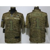 Carolina Panthers #1 Cam Newton Camo Salute To Service Limited Nike NFL Men Jersey