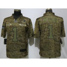Carolina Panthers #1 Cam Newton Camo Salute To Service Limited Nike NFL Men Jersey