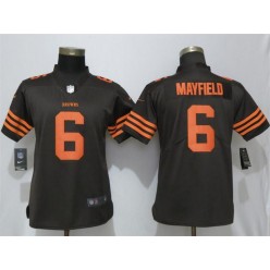 Women Nike Cleveland Browns #6 Baker Mayfield Brown Vapor Untouchable Limited NFL Jersey