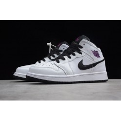 AIR JORDAN 1 MID GS WHITE BLACK FUCHSIA BLAST 555112-138