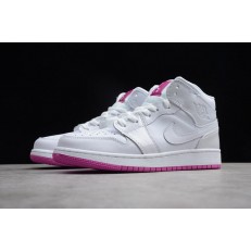 AIR JORDAN 1 MID GS WHITE FUCHSIA BLAST 555112-100