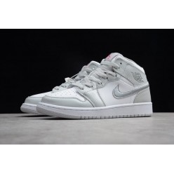 AIR JORDAN 1 MID GS WHITE GREY PINK 555112-012