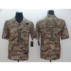 Carolina Panthers #1 Cam Newton Camo Salute To Service Limited Nike NFL Men Jersey