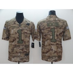 Carolina Panthers #1 Cam Newton Camo Salute To Service Limited Nike NFL Men Jersey