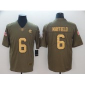 Cleveland Browns #6 Baker Mayfield Olive Gold Salute To Service Limited Nike NFL Men Jersey