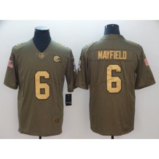 Cleveland Browns #6 Baker Mayfield Olive Gold Salute To Service Limited Nike NFL Men Jersey