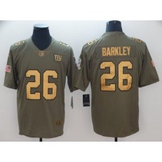 New York Giants #26 Saquon Barkley Olive Gold Salute To Service Limited Nike NFL Men Jersey