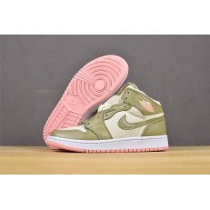 AIR JORDAN 1 MID GS GREEN WHITE PINK 555112-225