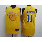 Golden State Warriors #11 Klay Thompson Yellow Throwback Nike Authentic Jersey