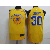Golden State Warriors #30 Stephen Curry Yellow Throwback Nike Authentic Jersey