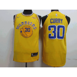 Golden State Warriors #30 Stephen Curry Yellow Throwback Nike Authentic Jersey