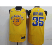 Golden State Warriors #35 Kevin Durant Yellow Throwback Nike Authentic Jersey