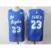 Los Angeles Lakers #23 Lebron James Blue Throwback Nike Swingman Jersey