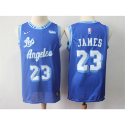 Los Angeles Lakers #23 Lebron James Blue Throwback Nike Swingman Jersey