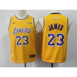 Los Angeles Lakers #23 Lebron James Gold Youth 2019 Nike Swingman Jersey