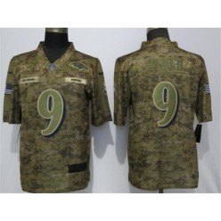 Baltimore Ravens #9 Justin Tucker Camo Salute To Service Limited Nike NFL Men Jersey