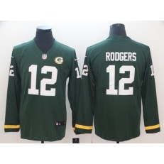 Green Bay Packers #12 Aaron Rodgers Green Therma Long Sleeve Nike NFL Men Jersey