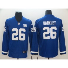 New York Giants #26 Saquon Barkley Royal Therma Long Sleeve Nike NFL Men Jersey