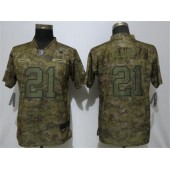 Women Nike Dallas Cowboys #21 Ezekiel Elliott Camo Salute To Service Limited Jersey