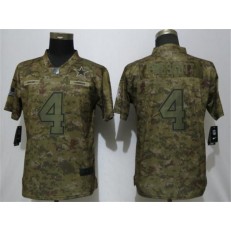 Women Nike Dallas Cowboys #4 Dak Prescott Camo Salute To Service Limited Jersey