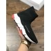 BALENCIAGA SPEED STRETCH-KNIT MID SNEAKERS BLACK WHITE RED