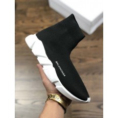 BALENCIAGA SPEED STRETCH-KNIT MID SNEAKERS BLACK WHITE