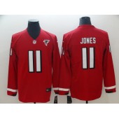 Atlanta Faclons #11 Julio Jones Red Therma Long Sleeve Nike NFL Men Jersey