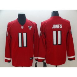 Atlanta Faclons #11 Julio Jones Red Therma Long Sleeve Nike NFL Men Jersey