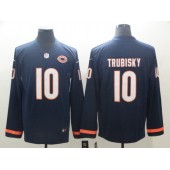 Chicago Bears #10 Mitchell Trubisky Navy Therma Long Sleeve Nike NFL Men Jersey