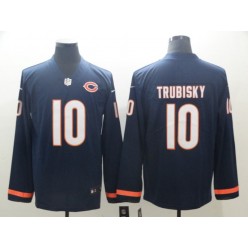 Chicago Bears #10 Mitchell Trubisky Navy Therma Long Sleeve Nike NFL Men Jersey