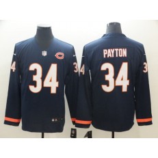 Chicago Bears #34 Walter Payton Navy Therma Long Sleeve Nike NFL Men Jersey