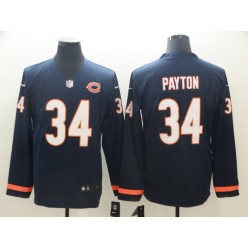 Chicago Bears #34 Walter Payton Navy Therma Long Sleeve Nike NFL Men Jersey