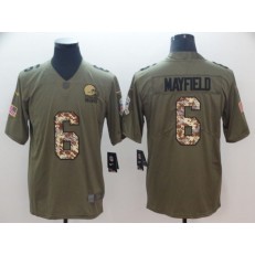 Cleveland Browns #6 Baker Mayfield Olive Camo Salute To Service Limited Nike NFL Men Jersey