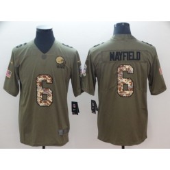 Cleveland Browns #6 Baker Mayfield Olive Camo Salute To Service Limited Nike NFL Men Jersey