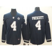 Dallas Cowboys #4 Dak Prescott Navy Therma Long Sleeve Nike NFL Men Jersey