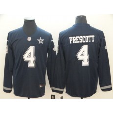 Dallas Cowboys #4 Dak Prescott Navy Therma Long Sleeve Nike NFL Men Jersey