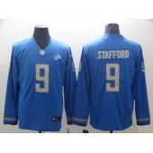 Detroit Lions #9 Matthew Stafford Blue Therma Long Sleeve Nike NFL Men Jersey