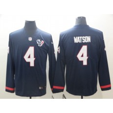 Houston Texans #4 Deshaun Watson Navy Therma Long Sleeve Nike NFL Men Jersey