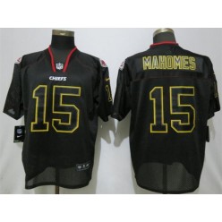 Kansas City Chiefs #15 Patrick Mahomes Black Lights Out Elite Nike NFL Men Jersey