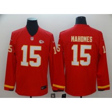 Kansas City Chiefs #15 Patrick Mahomes Red Therma Long Sleeve Nike NFL Men Jersey