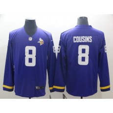 Minnesota Vikings #8 Kirk Cousins Purple Therma Long Sleeve Nike NFL Men Jersey